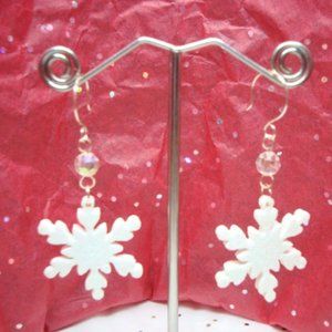 White Christmas Silver Snowflake Earrings
